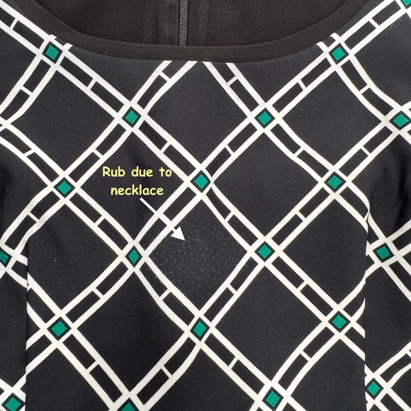 WHITE HOUSE BLACK MARKET Dress Black Plaid-Green Womans-3/4" sleeves-lined- sz 2 - Picture 7 of 11